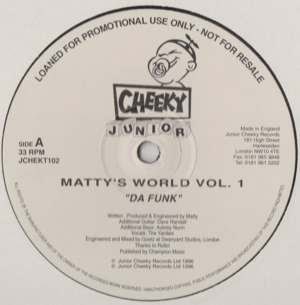 Matt Benbrook - Vol. 1 | Junior Cheeky Records (JCHEKT102)