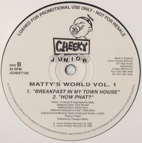 Matt Benbrook - Vol. 1 | Junior Cheeky Records (JCHEKT102) - 2