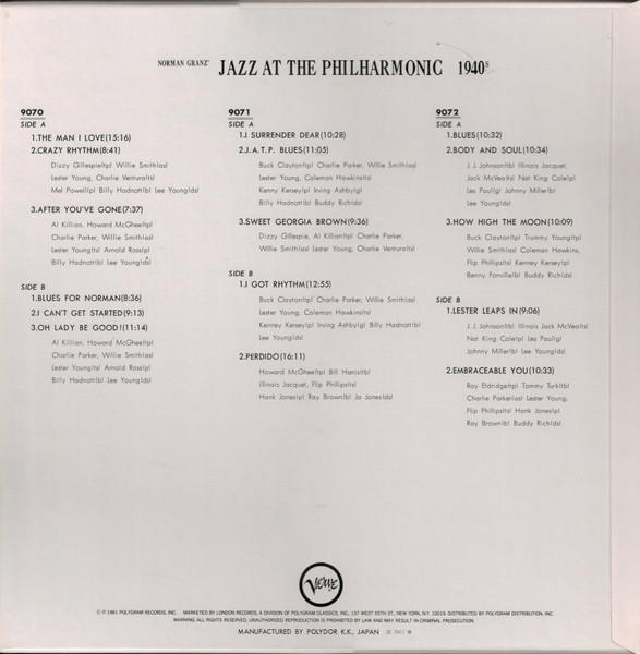 Jazz At The Philharmonic - 1940s | Verve Records (UMV 9070 / 2) - 3