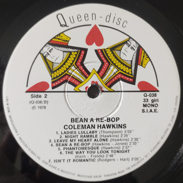 Coleman Hawkins - Bean A Re-Bop | Queen-disc (Q-038) - 4 Coleman Hawkins - Bean A Re-Bop | Queen-disc (Q-038) - 4