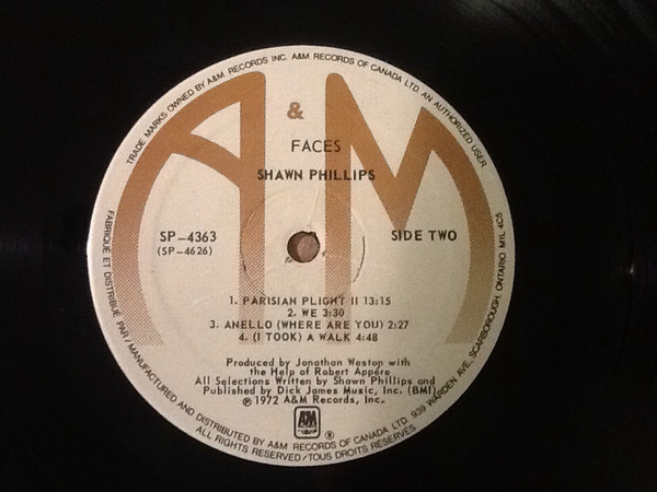 Shawn Phillips - Faces | A&M Records (SP 4363) - 4