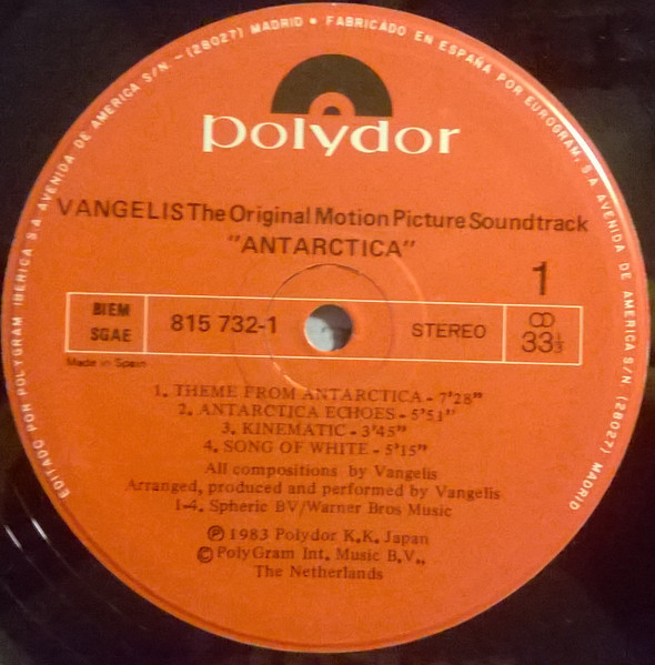 Vangelis - Antarctica (Music From Koreyoshi Kurahara's Film) = 南極物語 | Polydor (815 732-1) - 3