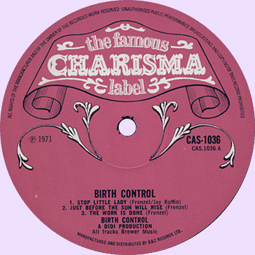Birth Control - Birth Control | Charisma (CAS-1036) - 3