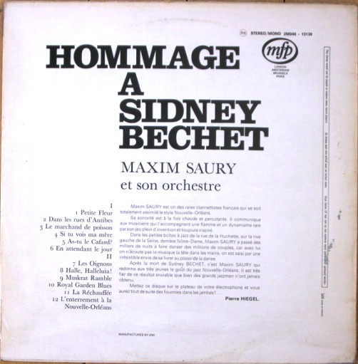 Maxim Saury - Hommage A Sidney Bechet | Music For Pleasure (2M046 - 13130)
