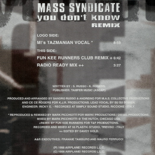 Mass Syndicate - You Don't Know (Remix) | Airplane! Records (ARP 21040) - 2