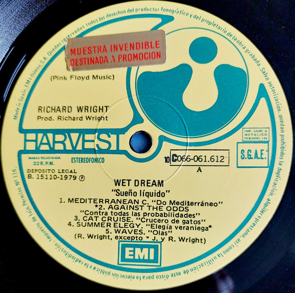 Richard Wright - Wet Dream | Harvest (10 C 066-061.612) - 3