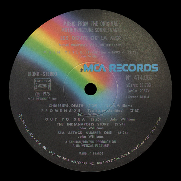 John Williams - Les Dents De La Mer (Jaws) | MCA Records (MCA 414003) - 2