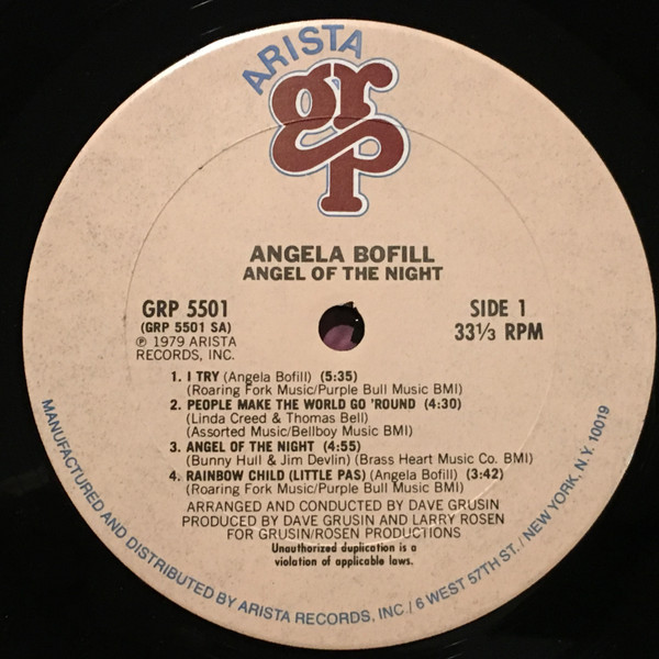 Angela Bofill - Angel Of The Night | Arista GRP (GRP 5501)