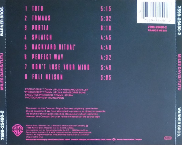 Miles Davis - Tutu | Warner Bros. Records (7599-25490-2) - 2