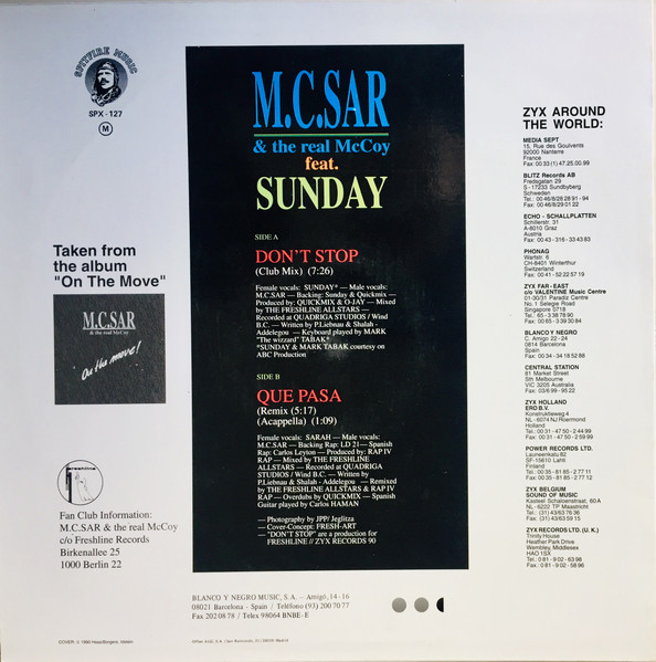 Real McCoy Feat. Sunday - Don't Stop | Spitfire Music (SPX - 127) - 2