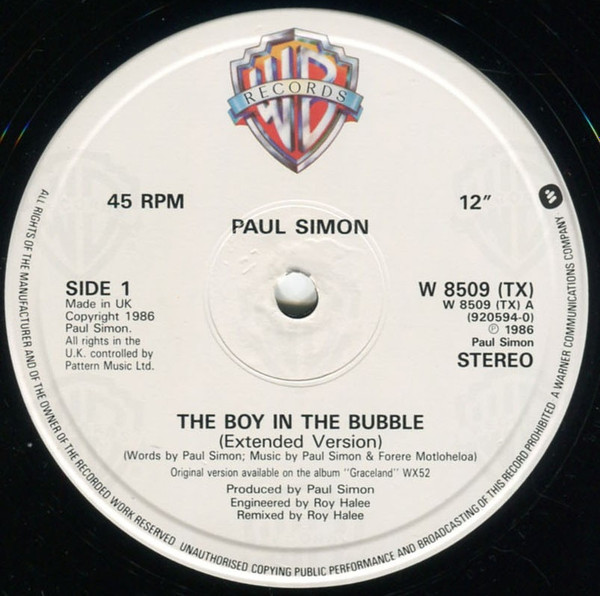 Paul Simon - The Boy In The Bubble | Warner Bros. Records (W8509TX) - 2 Paul Simon - The Boy In The Bubble | Warner Bros. Records (W8509TX) - 2