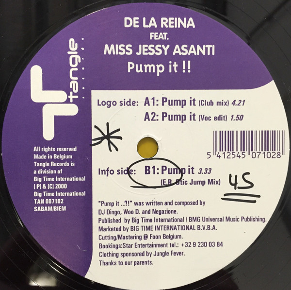 De La Reina Featuring Miss Jessy Asanti - Pump It !! | Tangle Records (TAN 007102)