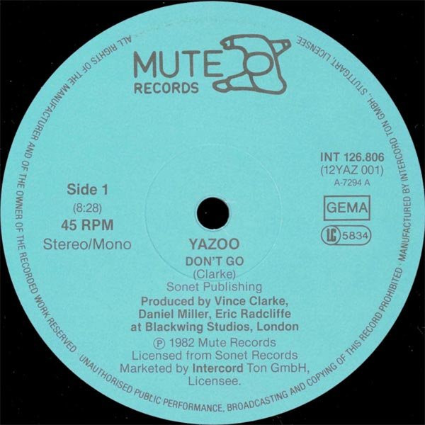 Yazoo - Don't Go • Re-mixes | Mute (INT 126.806) - 3