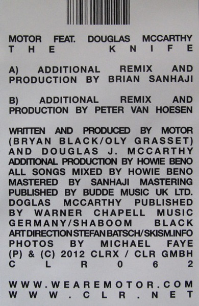 Motor Feat. Douglas McCarthy - The Knife | CLR (CLR062) - 3
