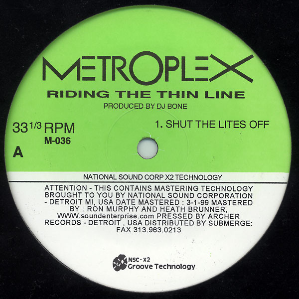 DJ Bone - Riding The Thin Line | Metroplex (M-036) - main
