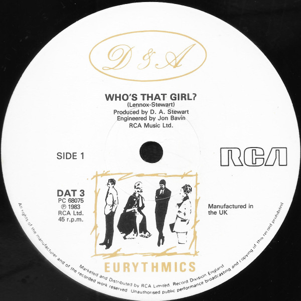 Eurythmics - Who's That Girl? | RCA (DAT3) - 3