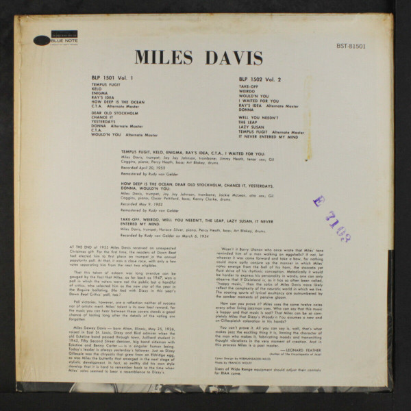 Miles Davis - Volume 1 | Blue Note (BLP 1501) - 3