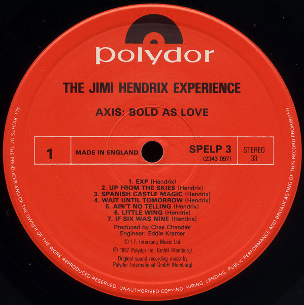 The Jimi Hendrix Experience - Axis: Bold As Love | Polydor (SPELP 3) - 3