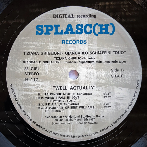 Tiziana Ghiglioni Giancarlo Schiaffini Duo - Well Actually | Splasc Records (H 117) - 4
