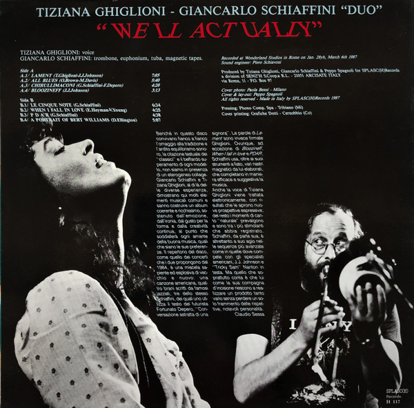 Tiziana Ghiglioni Giancarlo Schiaffini Duo - Well Actually | Splasc Records (H 117) - 2