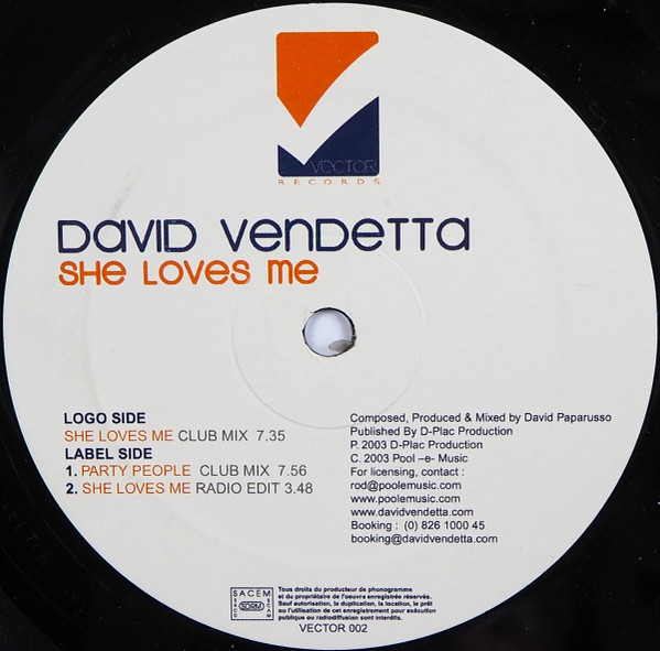 David Vendetta - She Loves Me | Vector Records (Vector 002)