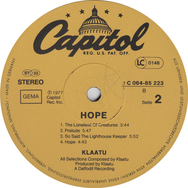 Klaatu - Hope | Capitol Records (1C 064-85 223) - 4