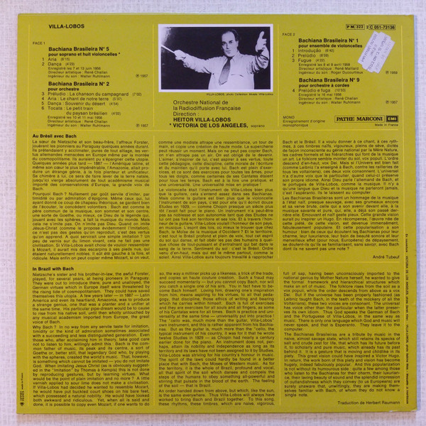 Heitor Villa-Lobos , Victoria De Los Angeles , Orchestre National De France - Bachianas Brasileiras Nos. 1, 2, 5 & 9 | La Voix De Son Maître (2C 051-73136) - 2