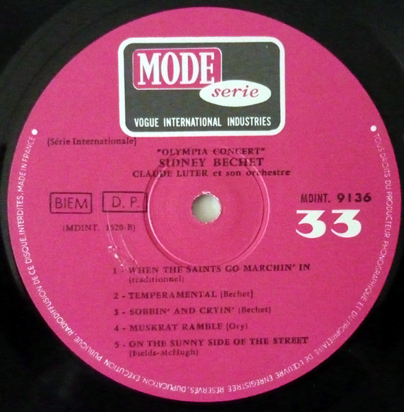 Sidney Bechet - Claude Luter Et Son Orchestre - Olympia Concert | Mode Disques (MDINT 9 136) - 4