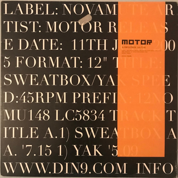 MOTOR - Sweatbox / Yak | NovaMute (12 NoMu 148) - main