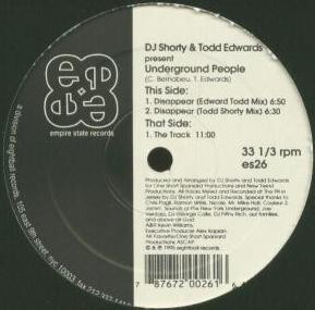 DJ Shorty & Todd Edwards Present Underground People - Disappear | Empire State Records (es26) - main