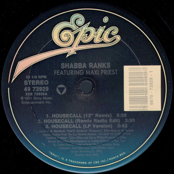 Shabba Ranks - Housecall | Epic (49 73929) - 3