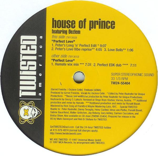 House Of Prince Featuring Oezlem - Perfect Love | Twisted America Records (TW24-55404) - 2