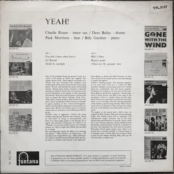 Charlie Rouse - Yeah! | Fontana (682 216 TL) - 2 Charlie Rouse - Yeah! | Fontana (682 216 TL) - 2