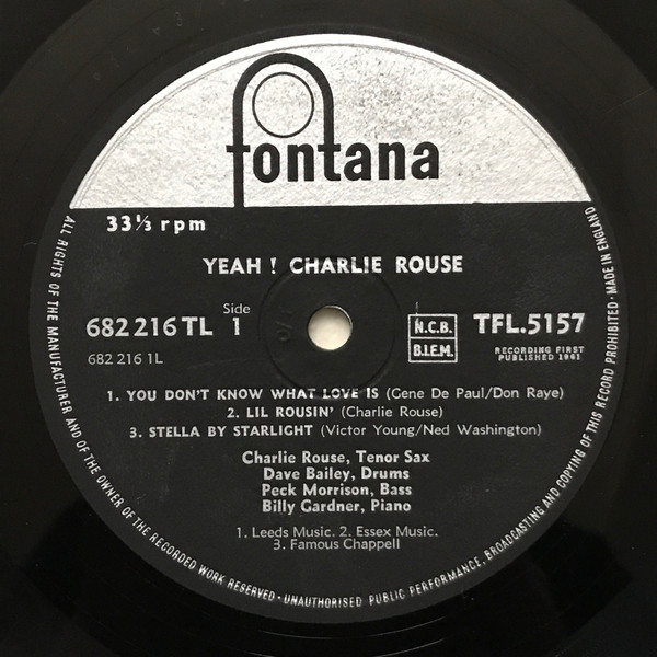 Charlie Rouse - Yeah! | Fontana (682 216 TL) - 3 Charlie Rouse - Yeah! | Fontana (682 216 TL) - 3