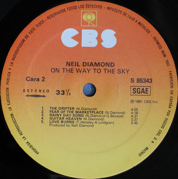 Neil Diamond - On The Way To The Sky | CBS (S 85343) - 4