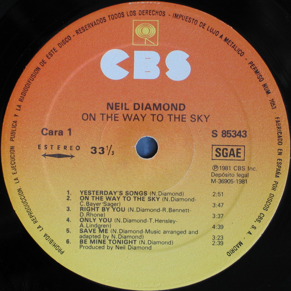 Neil Diamond - On The Way To The Sky | CBS (S 85343) - 3