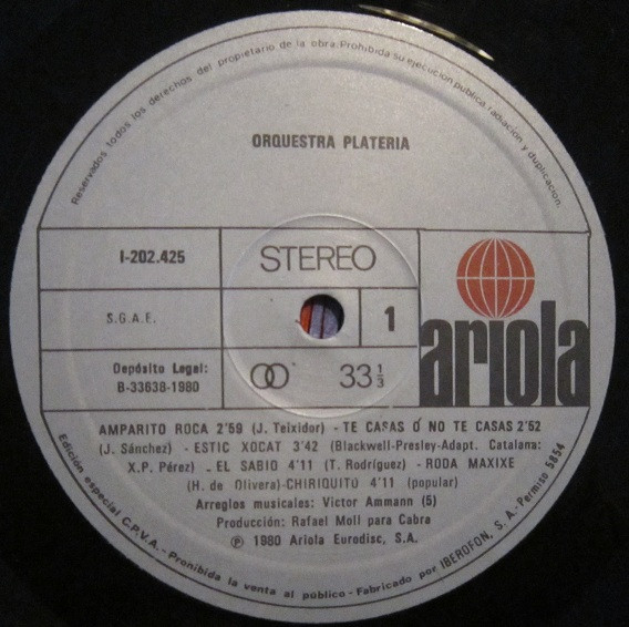 Orquestra Plateria - Orquestra Plateria | Ariola (I-202.425) - 3