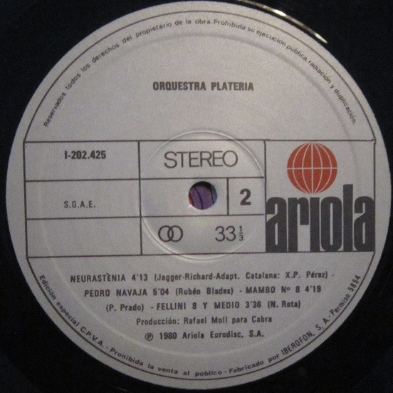 Orquestra Plateria - Orquestra Plateria | Ariola (I-202.425) - 4