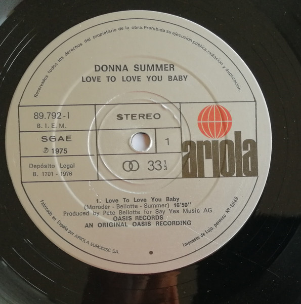 Donna Summer - Love To Love You Baby | Ariola (89792-I) - 3