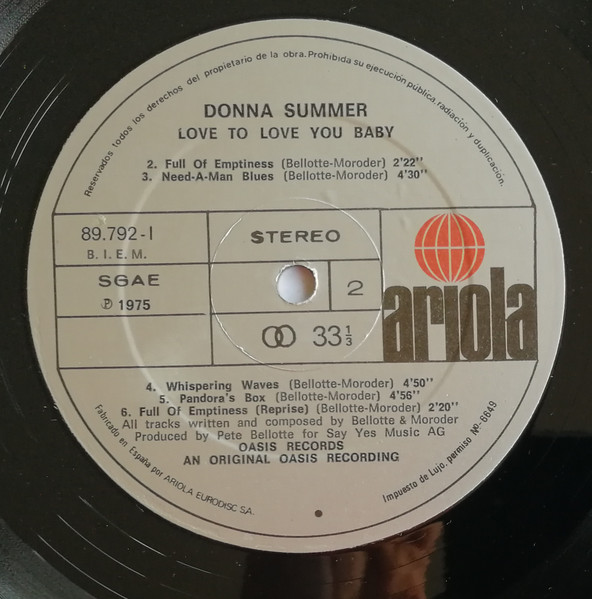 Donna Summer - Love To Love You Baby | Ariola (89792-I) - 4