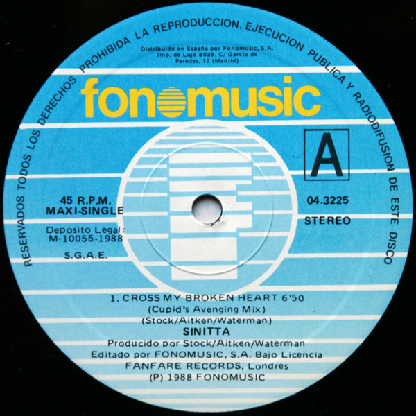 Sinitta - Cross My Broken Heart | Fonomusic (04.3225) - 3