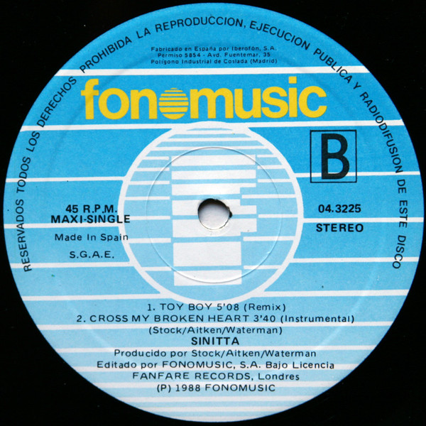 Sinitta - Cross My Broken Heart | Fonomusic (04.3225) - 4