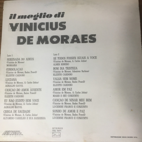 Vinicius de Moraes - Il Meglio Di Vinicius De Moraes | Aris (ORL 8291) - 2