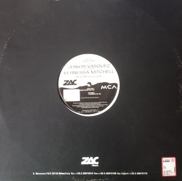 Junior Vasquez Presents Vernessa Mitchell - Reap (What You Sow) | Zac Records (ZAC 097) - 2