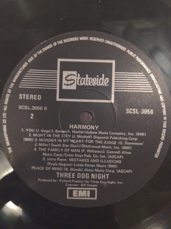Three Dog Night - Harmony | Stateside (SCSL 170) - 4