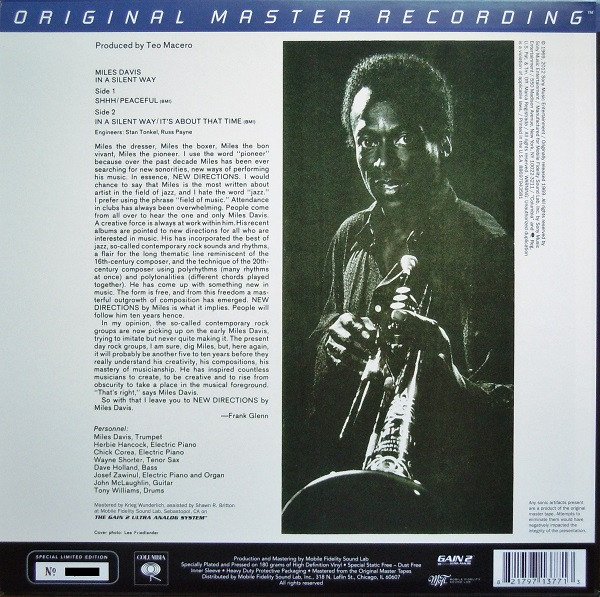 Miles Davis - In A Silent Way | Mobile Fidelity Sound Lab (MFSL 1-377) Miles Davis - In A Silent Way | Mobile Fidelity Sound Lab (MFSL 1-377)
