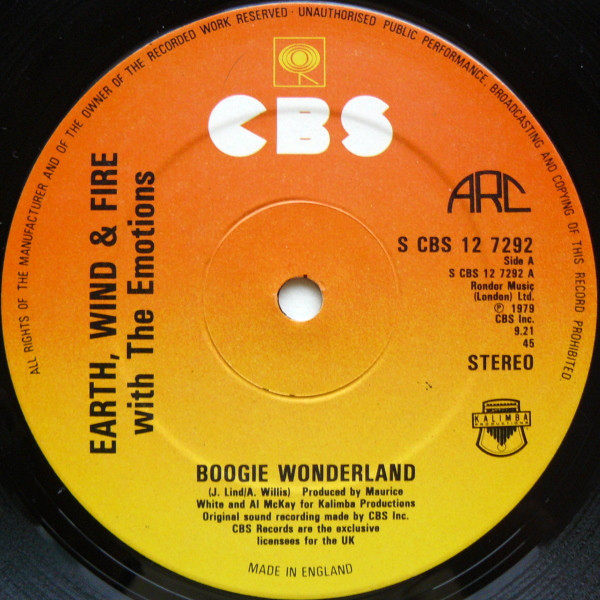 Earth, Wind & Fire With The Emotions - Boogie Wonderland | CBS (CBS 12-7292) - 3