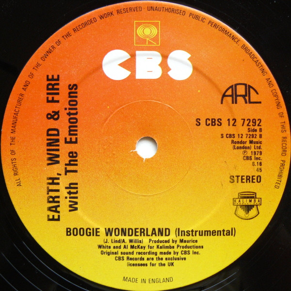 Earth, Wind & Fire With The Emotions - Boogie Wonderland | CBS (CBS 12-7292) - 4