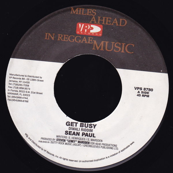 Sean Paul - Get Busy | VP Records (VPS 8780)