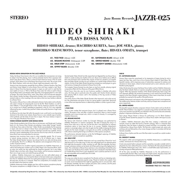 Hideo Shiraki - Plays Bossa Nova | Jazz Room Records (JAZZR-025) - 2